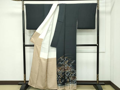 平和屋着物●極上 ファッションデザイナー HIROKO KOSHINO コシノヒロコ  色留袖 霞草木文 暈し染め 金銀彩 濃紺地 逸品 CZAA4501s6