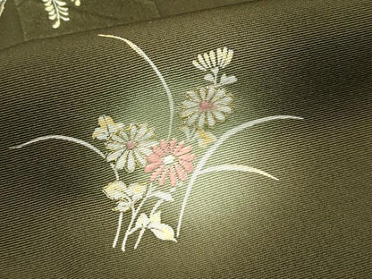 平和屋着物●極上　訪問着　刺繍　蛍暈し　草花文　金彩　媚茶色地　逸品　CZAA4502s6