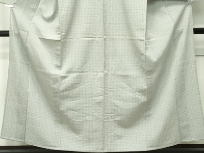 平和屋着物▽極上　結城紬　結城ちぢみ　単衣　奥順謹製　はたおり娘　十字絣　柳鼠色地　証紙付き　逸品　CZAA4504s6