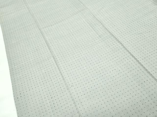 平和屋着物▽極上　結城紬　結城ちぢみ　単衣　奥順謹製　はたおり娘　十字絣　柳鼠色地　証紙付き　逸品　CZAA4504s6