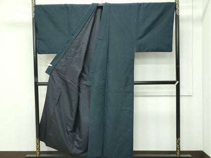 平和屋着物●極上　男性　紬　アンサンブル　キングサイズ　色無地　百入茶色　逸品　CZAA4506s6
