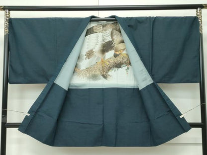 平和屋着物●極上　男性　紬　アンサンブル　キングサイズ　色無地　百入茶色　逸品　CZAA4506s6