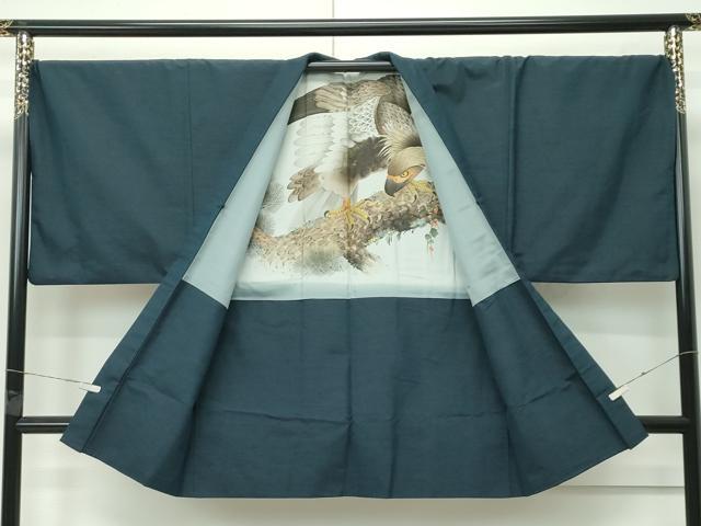 平和屋着物●極上　男性　紬　アンサンブル　キングサイズ　色無地　百入茶色　逸品　CZAA4506s6