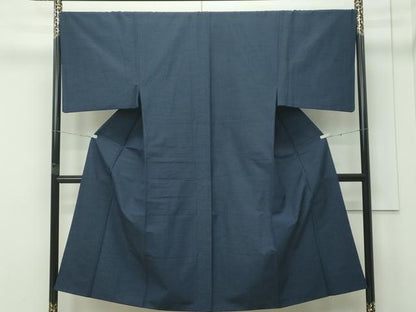 平和屋着物●極上　男性　紬　アンサンブル　色無地　藍鉄色　逸品　CZAA4510s6