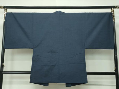 平和屋着物●極上　男性　紬　アンサンブル　色無地　藍鉄色　逸品　CZAA4510s6