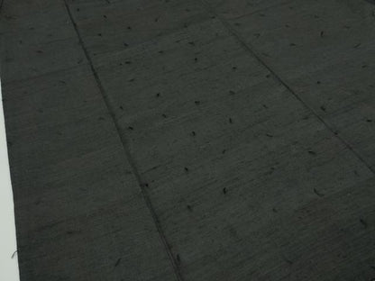平和屋着物●極上　男性　髭紬　アンサンブル　色無地　黒地　逸品　CZAA4512s6