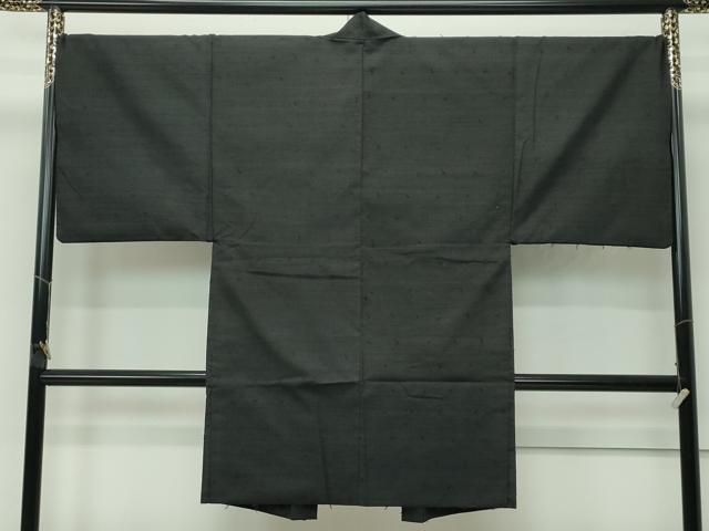 平和屋着物●極上　男性　髭紬　アンサンブル　色無地　黒地　逸品　CZAA4512s6
