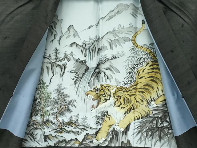 平和屋着物●極上　男性　髭紬　アンサンブル　色無地　黒地　逸品　CZAA4512s6