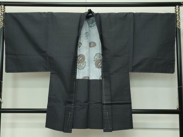 平和屋本店○極上 男性 紬 アンサンブル キングサイズ 色無地 蝋色 逸品 未