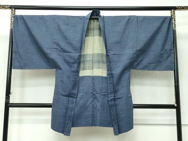 平和屋着物○極上 男性 本場結城紬 アンサンブル キングサイズ 色無地