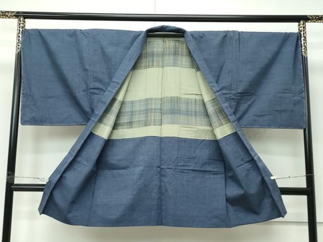 平和屋着物○極上 男性 本場結城紬 アンサンブル キングサイズ 色無地