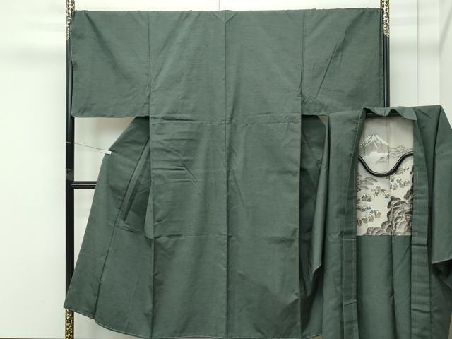 平和屋着物●極上　男性　紬　アンサンブル　キングサイズ　色無地　藍媚茶色　小田急百貨店扱い　逸品　未使用　CZAA4518s6