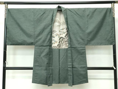 平和屋着物●極上　男性　紬　アンサンブル　キングサイズ　色無地　藍媚茶色　小田急百貨店扱い　逸品　未使用　CZAA4518s6