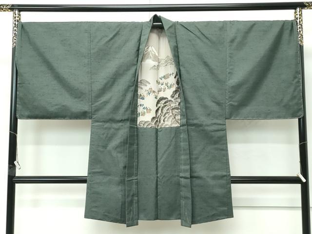 平和屋着物●極上　男性　紬　アンサンブル　キングサイズ　色無地　藍媚茶色　小田急百貨店扱い　逸品　未使用　CZAA4518s6