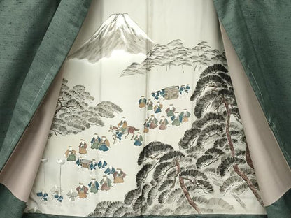 平和屋着物●極上　男性　紬　アンサンブル　キングサイズ　色無地　藍媚茶色　小田急百貨店扱い　逸品　未使用　CZAA4518s6