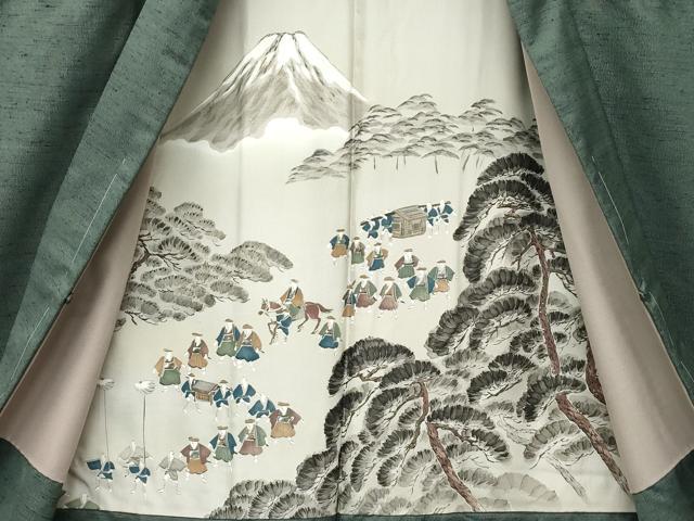 平和屋着物●極上　男性　紬　アンサンブル　キングサイズ　色無地　藍媚茶色　小田急百貨店扱い　逸品　未使用　CZAA4518s6