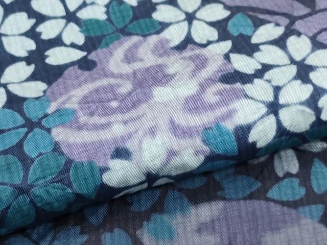平和屋着物●極上　訪問着　紬地　絞り　スワトウ刺繍　立波花文　黒紅色地　逸品　未使用　CZAA4522s6