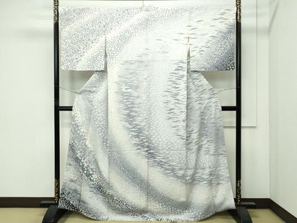 平和屋着物●極上　訪問着　絞り　霞飛鳥花文　逸品　未使用　CZAA4524s6