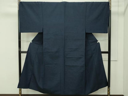平和屋着物●極上　男性　髭紬　アンサンブル　色無地　藍鉄色　逸品　CZAA4527s6