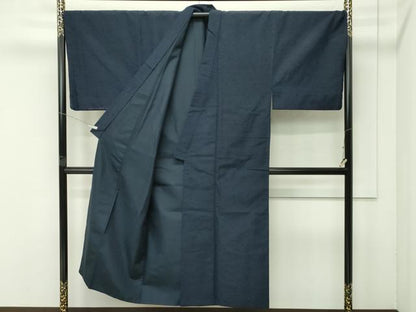 平和屋着物●極上　男性　髭紬　アンサンブル　色無地　藍鉄色　逸品　CZAA4527s6
