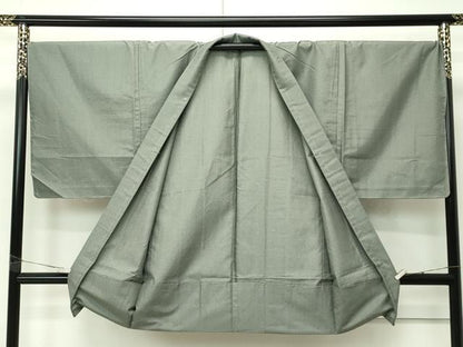 平和屋着物▽極上 男性 薩摩結城 アンサンブル キングサイズ 単衣 色無地 岩井茶色 証紙付き 逸品 未使用 CZAA4529s6