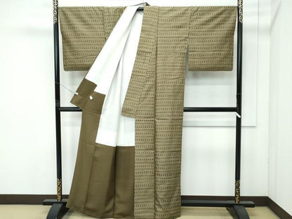 平和屋着物●極上　菅原工房　菅原結作　漢方染紬　漢方染蚕桑苑　横段文　証紙付き　逸品　CZAA4531s6