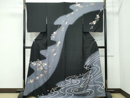 平和屋本店●極上 世界的ファッションデザイナー 山本寛斎 kansaiブランド 訪問着 刺繍 黒地 金彩 やまと誂製 逸品 未使用 CZAA4532s6