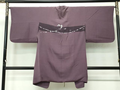平和屋着物＃極上　コート作家　三本賢　道中着　ロング丈　抽象文　濃色地　逸品　CZAA4534s6
