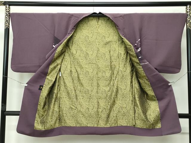 平和屋着物＃極上　コート作家　三本賢　道中着　ロング丈　抽象文　濃色地　逸品　CZAA4534s6