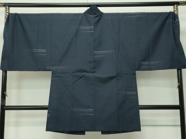 平和屋着物＃極上　男性　THE YARD　長羽織　キングサイズ　紬地　霞文　濃紺地　逸品　未使用　CZAA4535s6