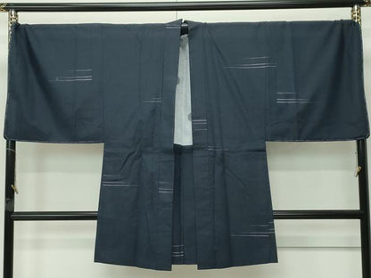 平和屋着物＃極上　男性　THE YARD　長羽織　キングサイズ　紬地　霞文　濃紺地　逸品　未使用　CZAA4535s6