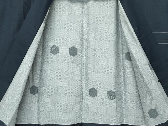 平和屋着物＃極上 男性 THE YARD 長羽織 キングサイズ 紬地 霞文 濃紺