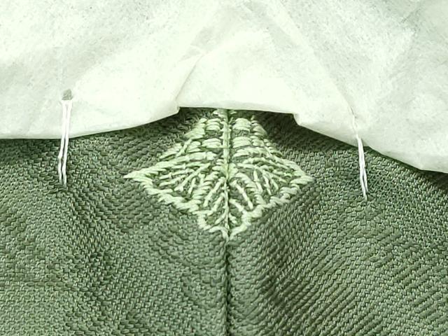 平和屋着物●極上　紋屋井関　井関宗麟　御寮織　訪問着　駒刺繍　松葉　金彩　麹塵色地　反端付き　逸品　未使用　CZAA4536s6