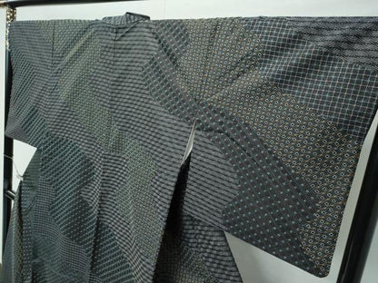 平和屋本店●極上　訪問着　紬地　総刺繍　刺し子　流水吉祥文　黒地　逸品　CZAA4537s6