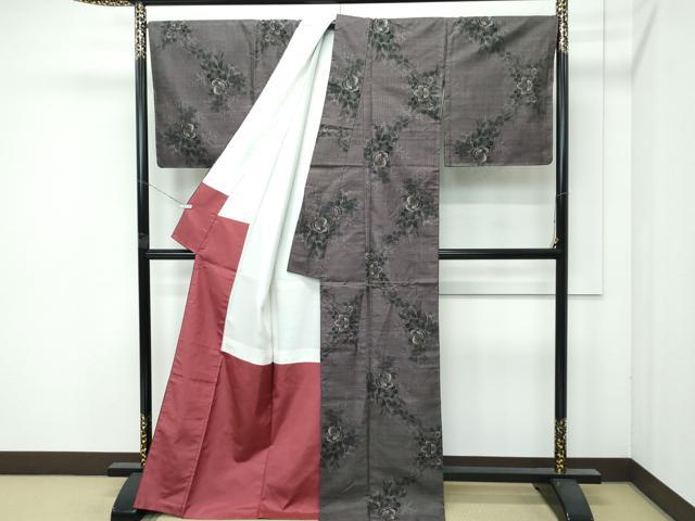 平和屋着物●極上　都喜ヱ門　本場大島紬　９マルキ　草花文　藤絹織物謹製　逸品　未使用　CZAA4541s6 平和屋着物○極上 都喜ヱ門 本場大島紬 9マルキ 草花文 藤