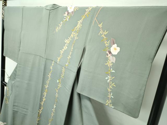 平和屋本店●極上　本加賀友禅作家　茶谷孝志　訪問着　枝花文　岩井茶色地　逸品　CZAA5729s6