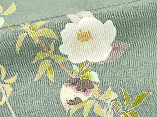 平和屋本店●極上　本加賀友禅作家　茶谷孝志　訪問着　枝花文　岩井茶色地　逸品　CZAA5729s6