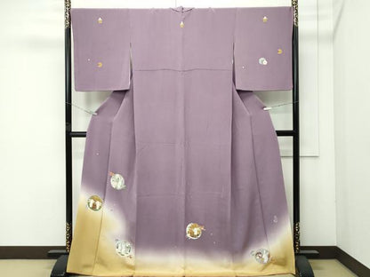 平和屋着物●極上 人形作家・ホリヒロシ 訪問着 月兎 花兎 雪兎 波兎 寶兎 暈し染め 金銀彩 鬼しぼ縮緬 胡桃染色地 逸品 CZAA4548s6