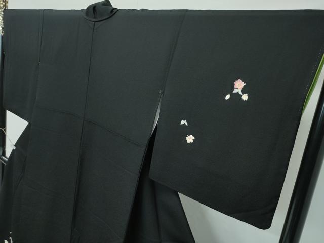 平和屋本店●極上　本加賀友禅作家　稲手明仁　訪問着　枝花文　黒地　逸品　CZAA5733s6