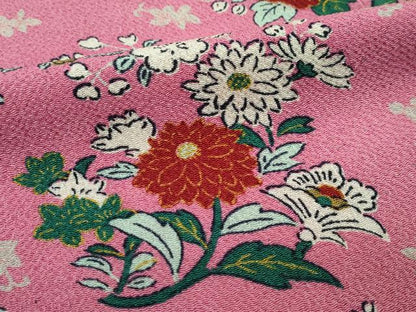 平和屋着物∵極上 アンティーク 大正ロマン 女の子 十三参り 子供 祝着 草花文 鬼しぼ縮緬 蘇芳香色地 逸品 CZAA4550s6
