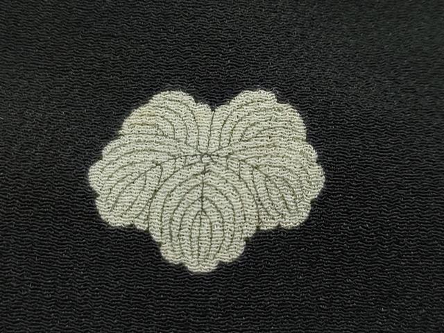 平和屋着物●極上　アンティーク　大正ロマン　黒留袖　仮絵羽　相良刺繍　群鶴松文　暈し染め　鬼しぼ縮緬　逸品　CZAA4551s6