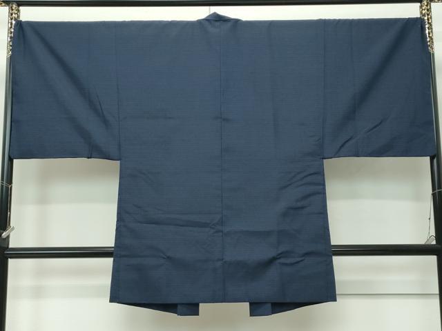 平和屋着物●極上　男性　生紬　アンサンブル　色無地　藍鉄色　証紙付き　逸品　CZAA4559s6