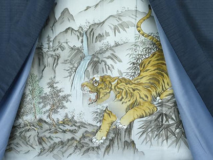 平和屋着物●極上　男性　生紬　アンサンブル　色無地　藍鉄色　証紙付き　逸品　CZAA4559s6