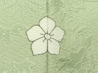 平和屋着物●極上　色無地　若葉色　草花地紋　さが美扱い　逸品　CZAA4563s6