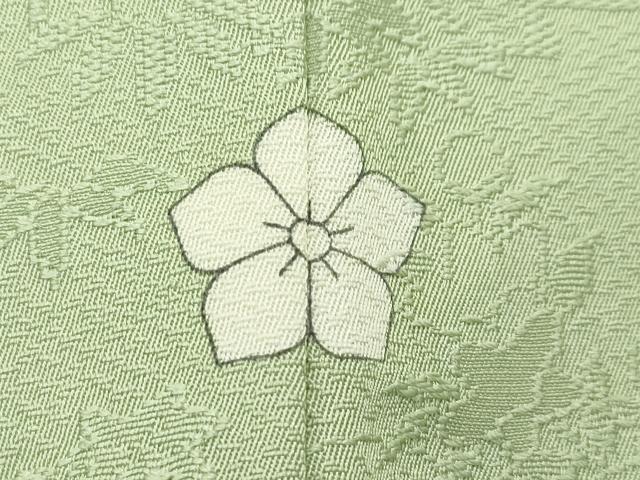 平和屋着物●極上　色無地　若葉色　草花地紋　さが美扱い　逸品　CZAA4563s6