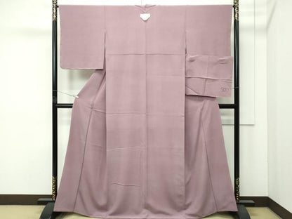 平和屋着物●極上　色無地　胡桃染色　寿光織　反端付き　逸品　未使用　CZAA4565s6