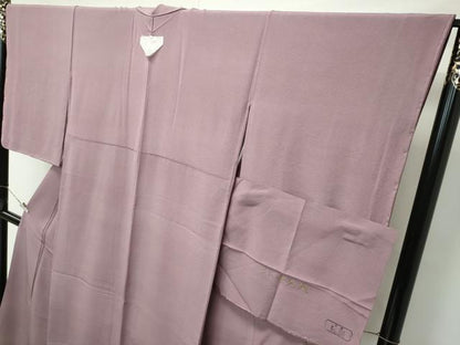 平和屋着物●極上　色無地　胡桃染色　寿光織　反端付き　逸品　未使用　CZAA4565s6