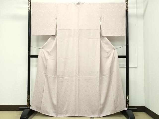 平和屋着物●極上　色無地　肌色　流水雪輪花地紋　逸品　CZAA4566s6