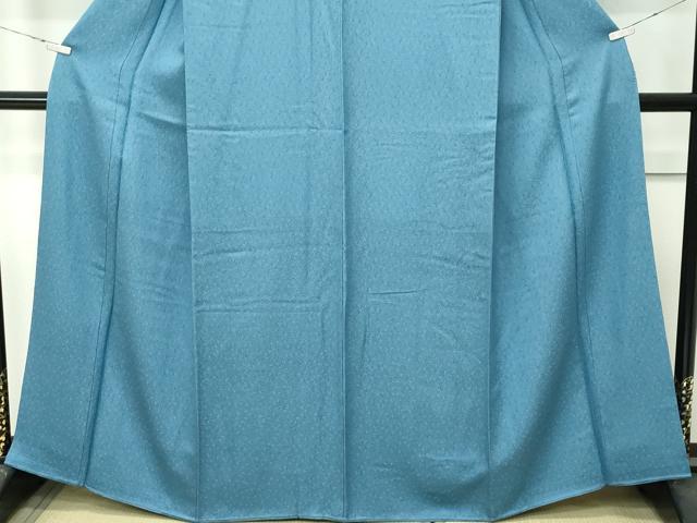 平和屋着物●極上　色無地　錆浅葱色　舞葉地紋　反端付き　逸品　CZAA4569s6