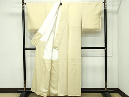 平和屋着物●極上　色無地　淡黄色　草花地紋　逸品　未使用　CZAA4571s6